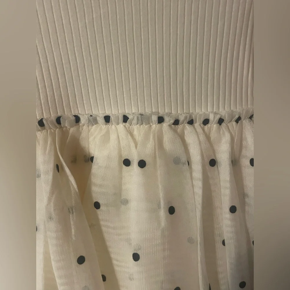 Wonder Nation Toddler Girls Ivory Polka Dot Tutu Dress 3T Long Sleeve‎